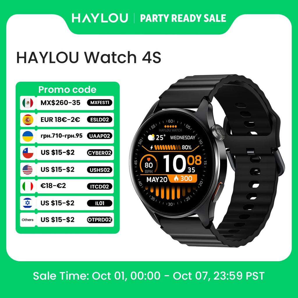 HAYLOU Watch 4S GPS Smartwatch 1.43” HD AMOLED Display 5 Satellite GPS Positioning 120+ Workout Modes Sport Fitness Smart Watch