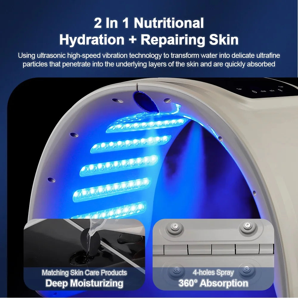 7 Colors LED Photon Rejuvenation Machine With Nano Spray Skin Hydration