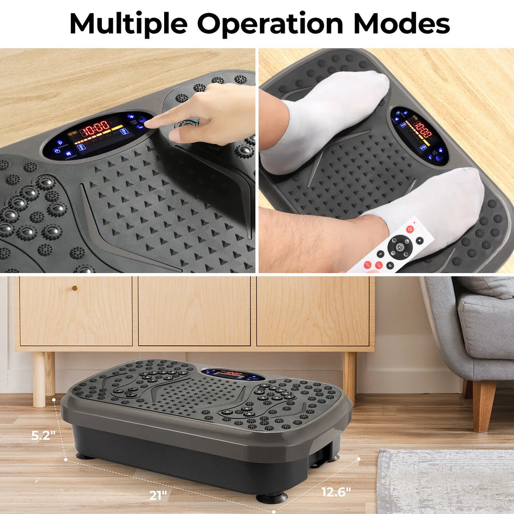 Vibration Plate Exercise Machine - Whole Body Workout Vibration Fitness Platform w/ Loop Bands - Home Training Equipment
