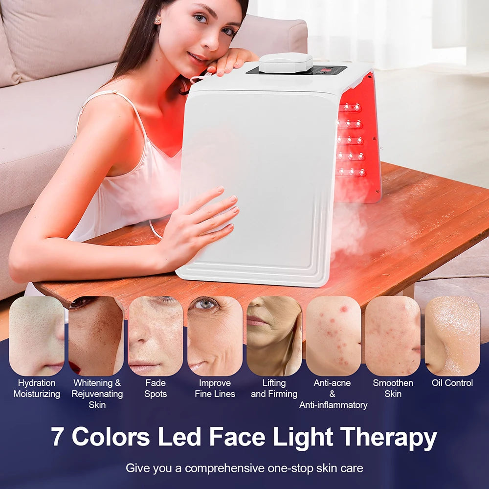 7 Colors LED Photon Machine With Nano Spray Beauty Salon Home Use Face Body LED Mask PDT Machine Skin Hydrating SPA Skin Care
