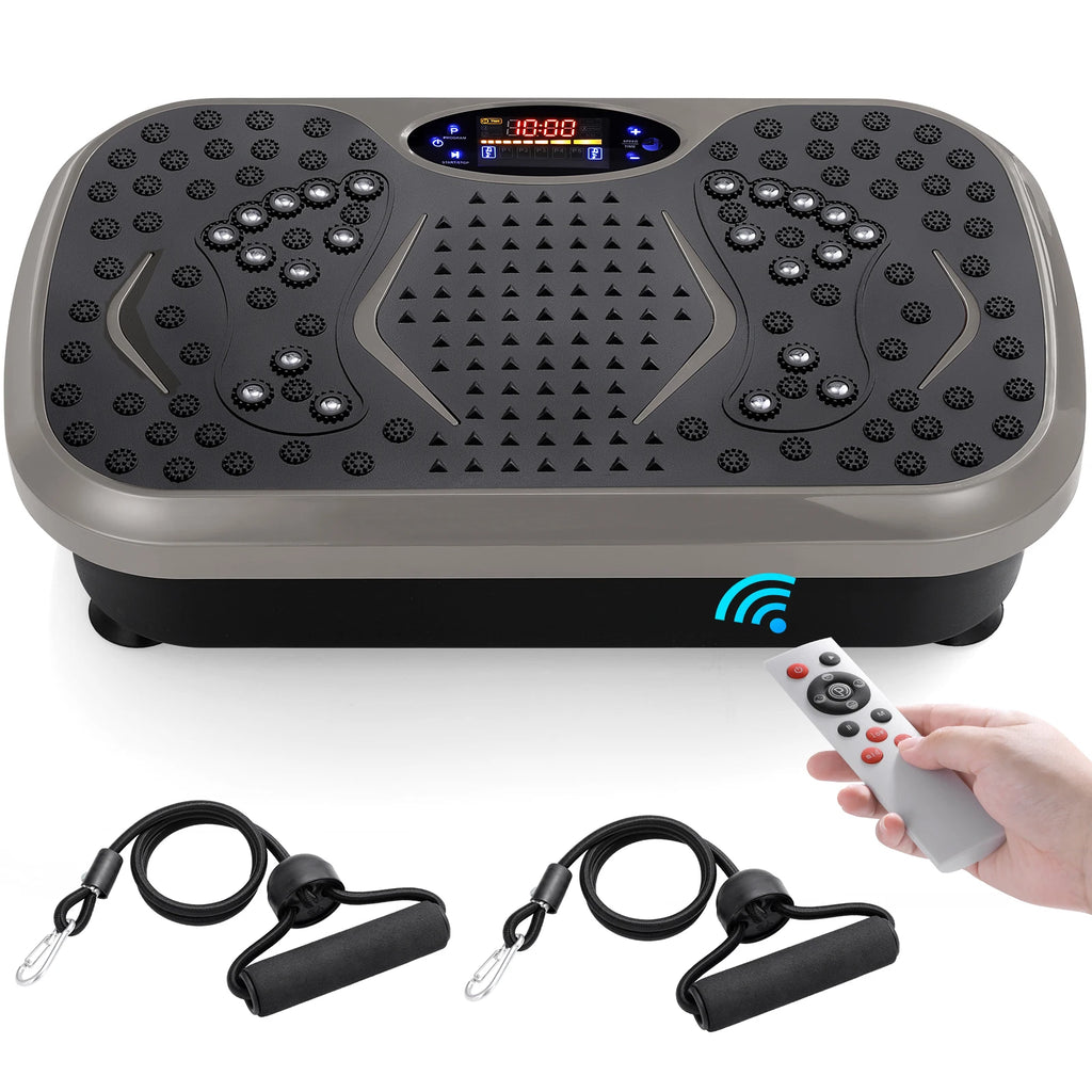 Vibration Plate Exercise Machine - Whole Body Workout Vibration Fitness Platform w/ Loop Bands - Home Training Equipment