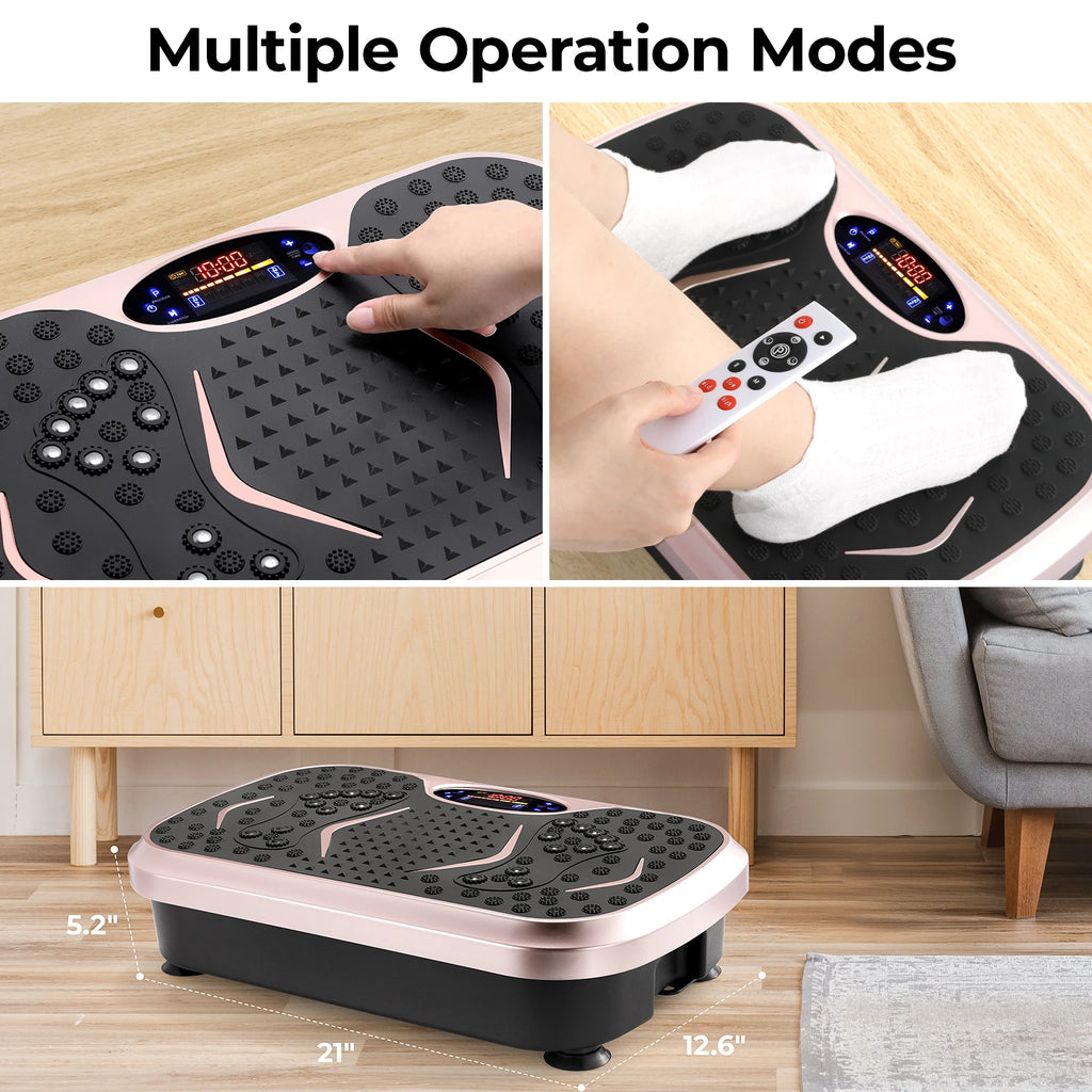 Vibration Plate Exercise Machine - Whole Body Workout Vibration Fitness Platform w/ Loop Bands - Home Training Equipment